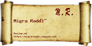 Migra Radó névjegykártya